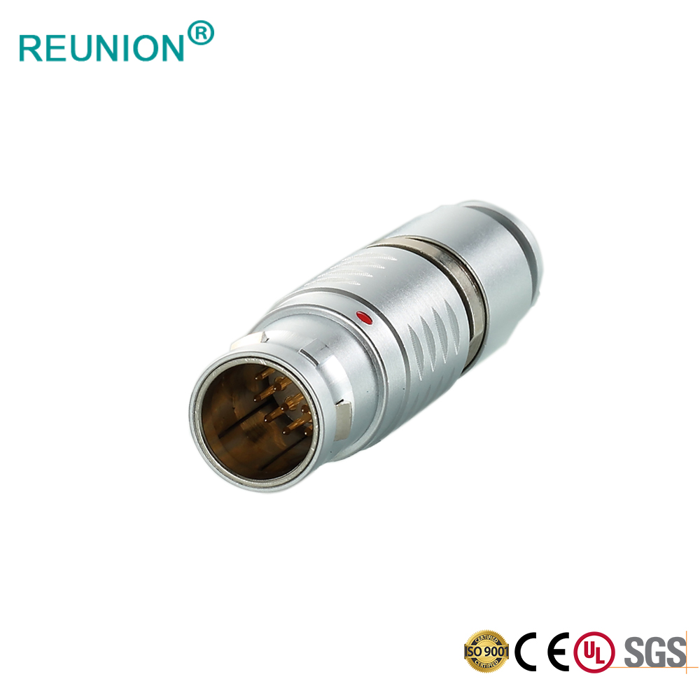 REUNION B Series - Industrial Push Pull Self -locking IP50 Male 6pin Straight Plug Solder Power Connector