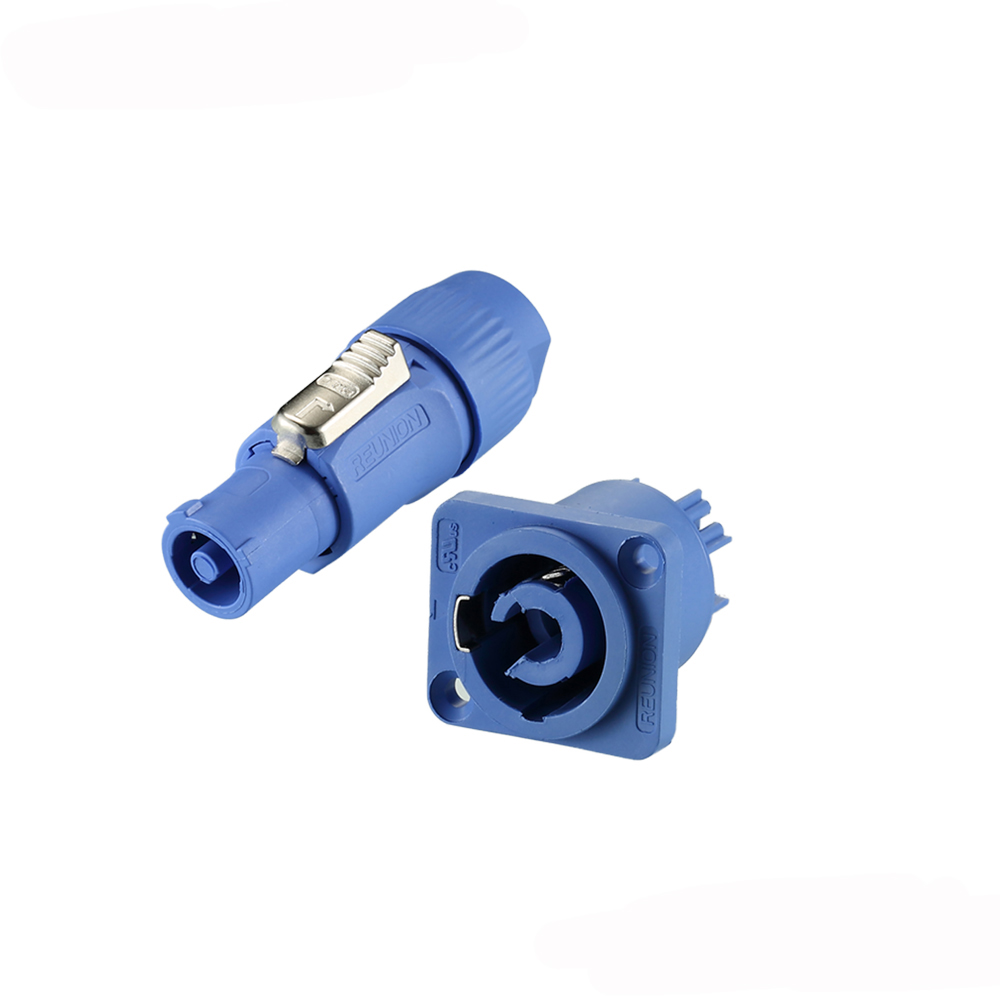 REUION Stage lighting Plastic Plug Screw Blue LED screen Plug 3 pole Lockable cable connector