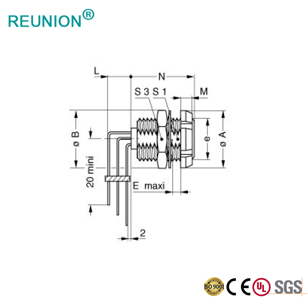 Metal S Series 90 degree Right Angle PCB Socket in Shenzhen REUNION Connectors